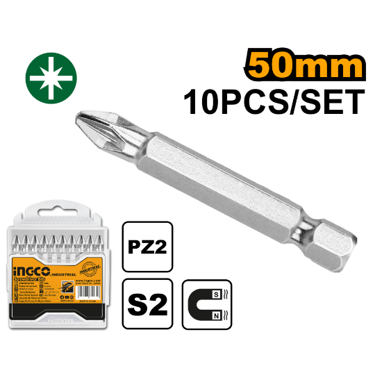 INGCO SET DE 10 EMBOUTS PZ2 50MM AU MAROC
