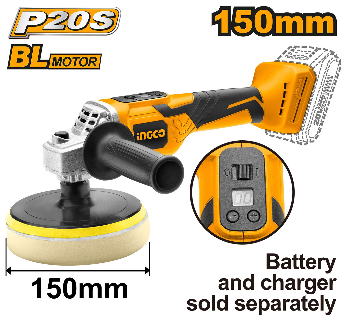 APLI2001 - POLISSEUSE LITHIUM-ION 20V INGCO Maroc