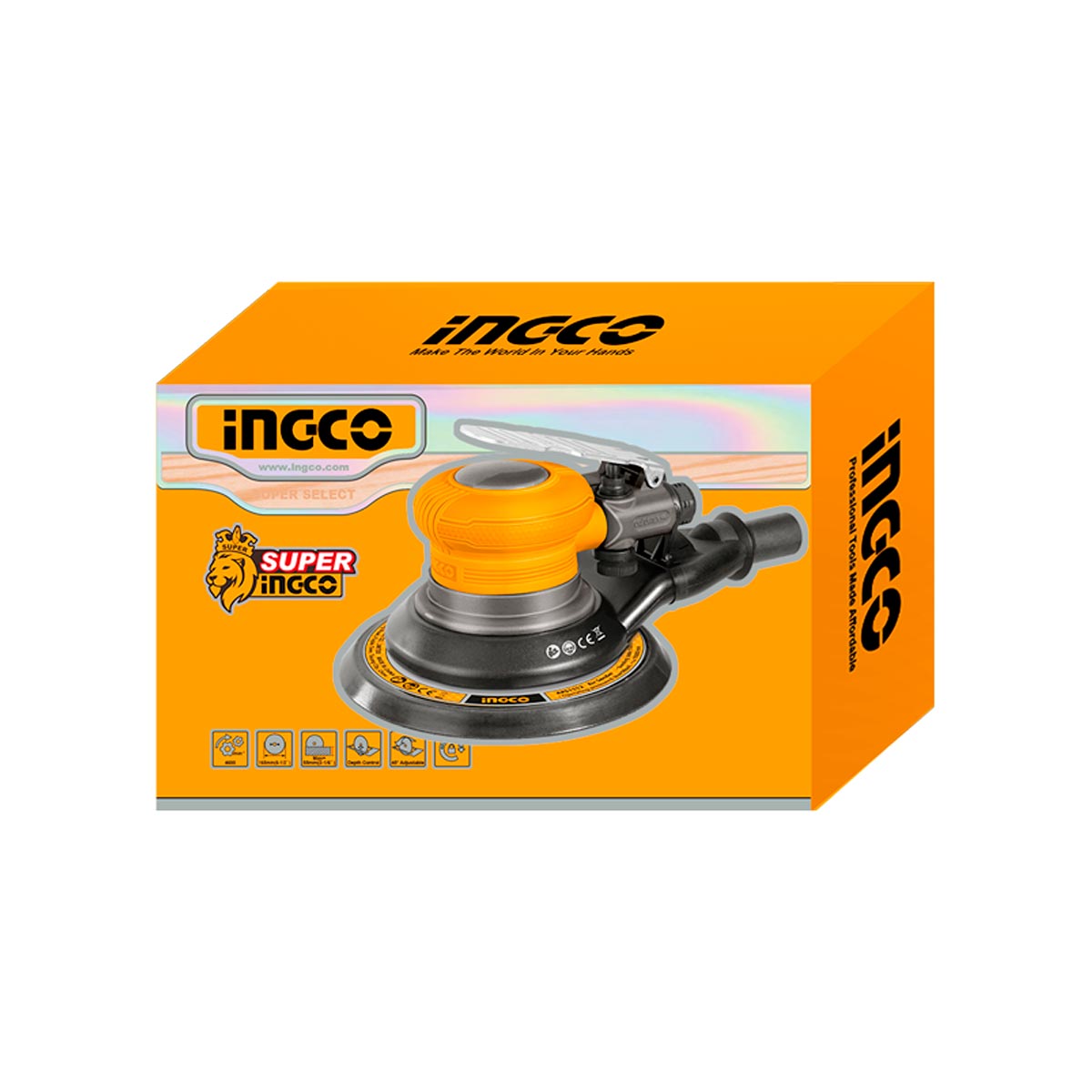 APS1512 - PONCEUSE ORBITALE PNEUMATIQUE EXCENTRIQUE 6' INGCO Maroc