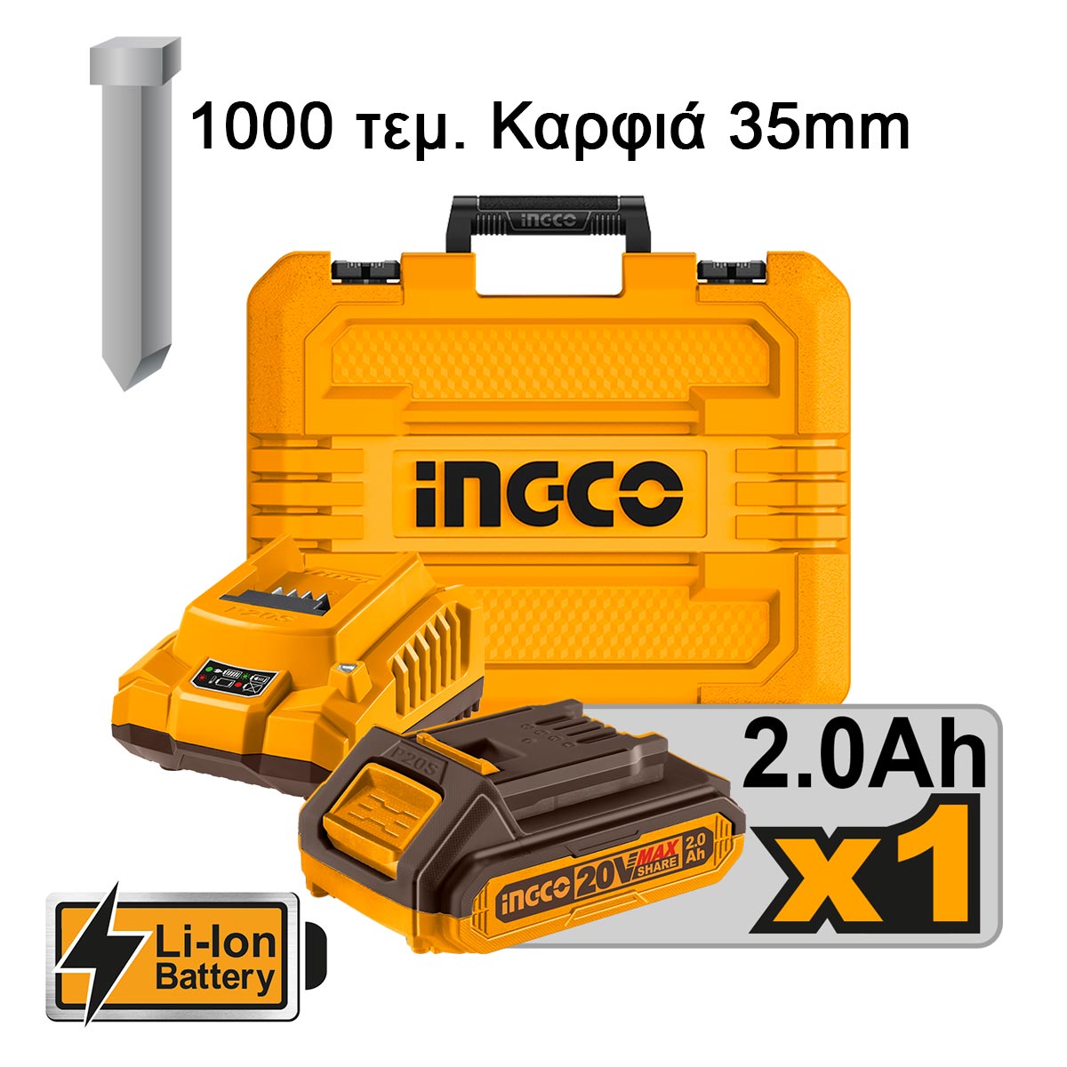 CBNLI3508 - CLOUEUSE 20V 1BATTERIE 15-35MM INGCO Maroc