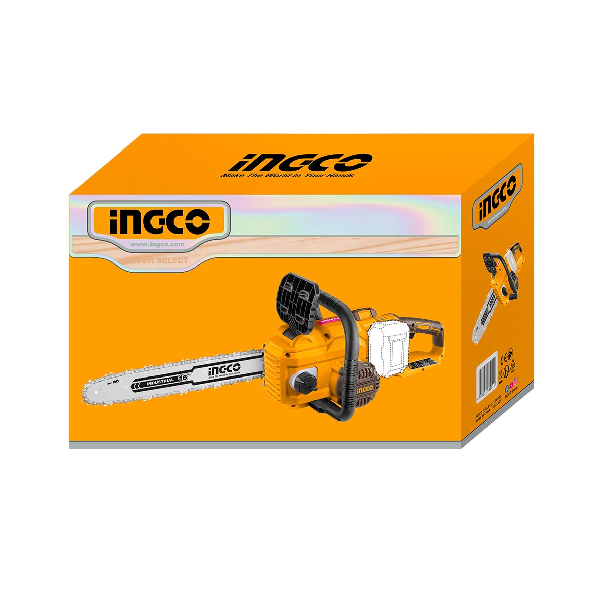 CGSLI401682 - TRONÇONNEUSE À CHAÎNE 20V 2BAT 4AH 16" 400MM INGCO Maroc