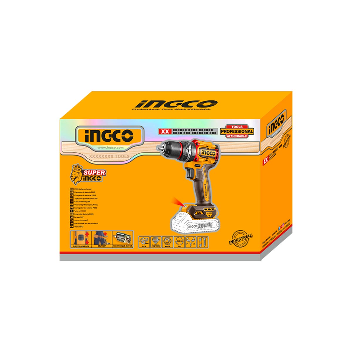 Perceuse à Percussion 20V Compacte Brushless - 66N.m - Sans Batteries ni Chargeur INGCO | CIDLI206681