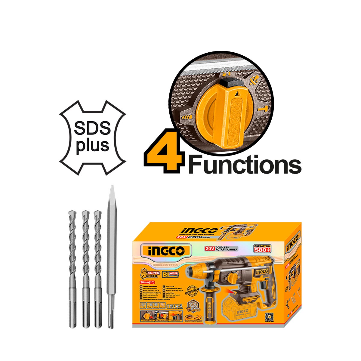 CRHLI20268 - PERFORATEUR BRUSHLESS26MM SANS BATT/CHARG INGCO INGCO Maroc