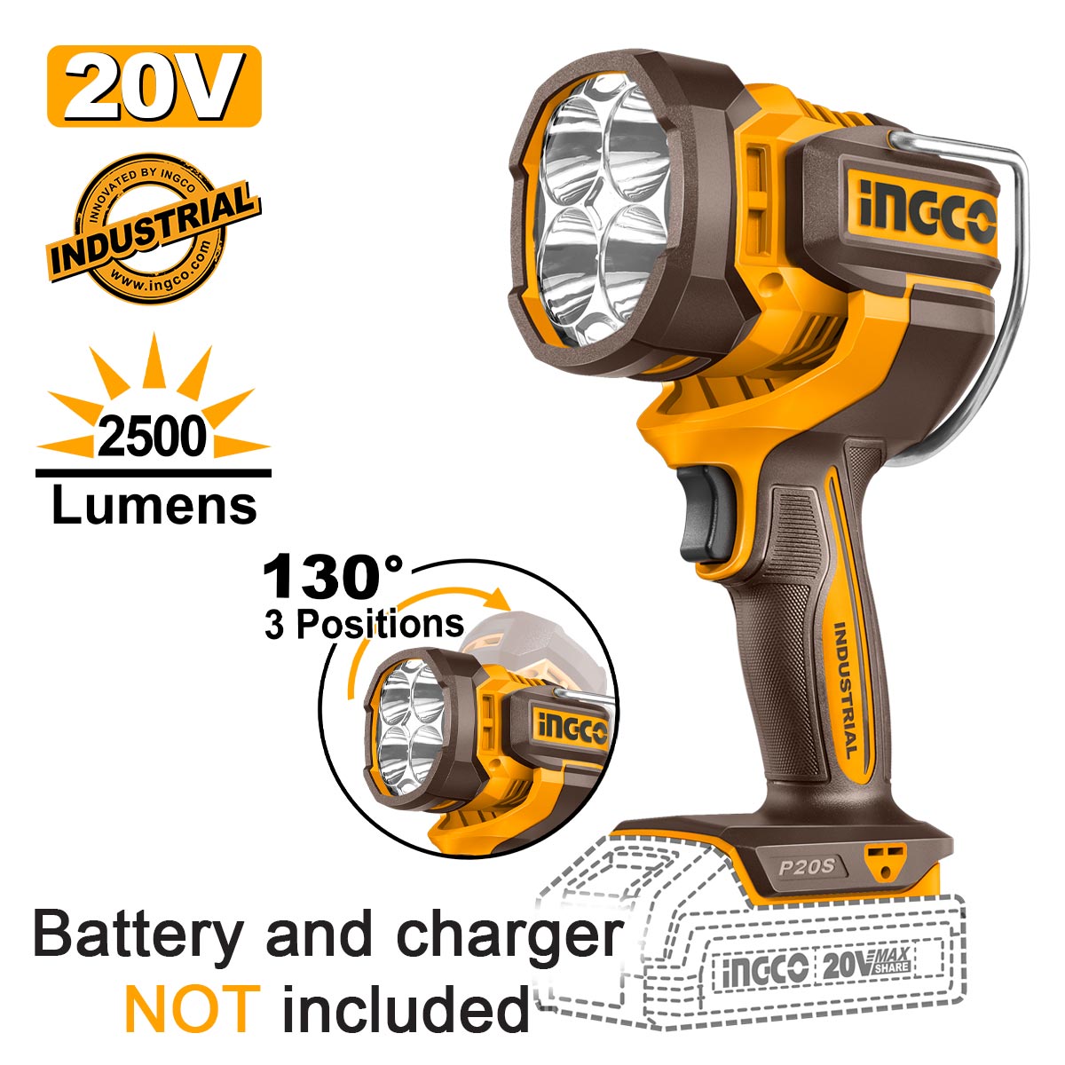 Lampe de Travail sans fil INGCO | CWLI20885