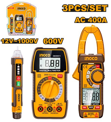 DM3068 - SET DE 3 PCS MULTIMÉTRES AC400A+600V+ TESTEUR INGCO INGCO Maroc