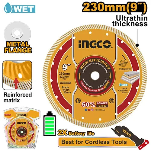 Disque Diamanté Ultrafin 230mm INGCO | DMD052301