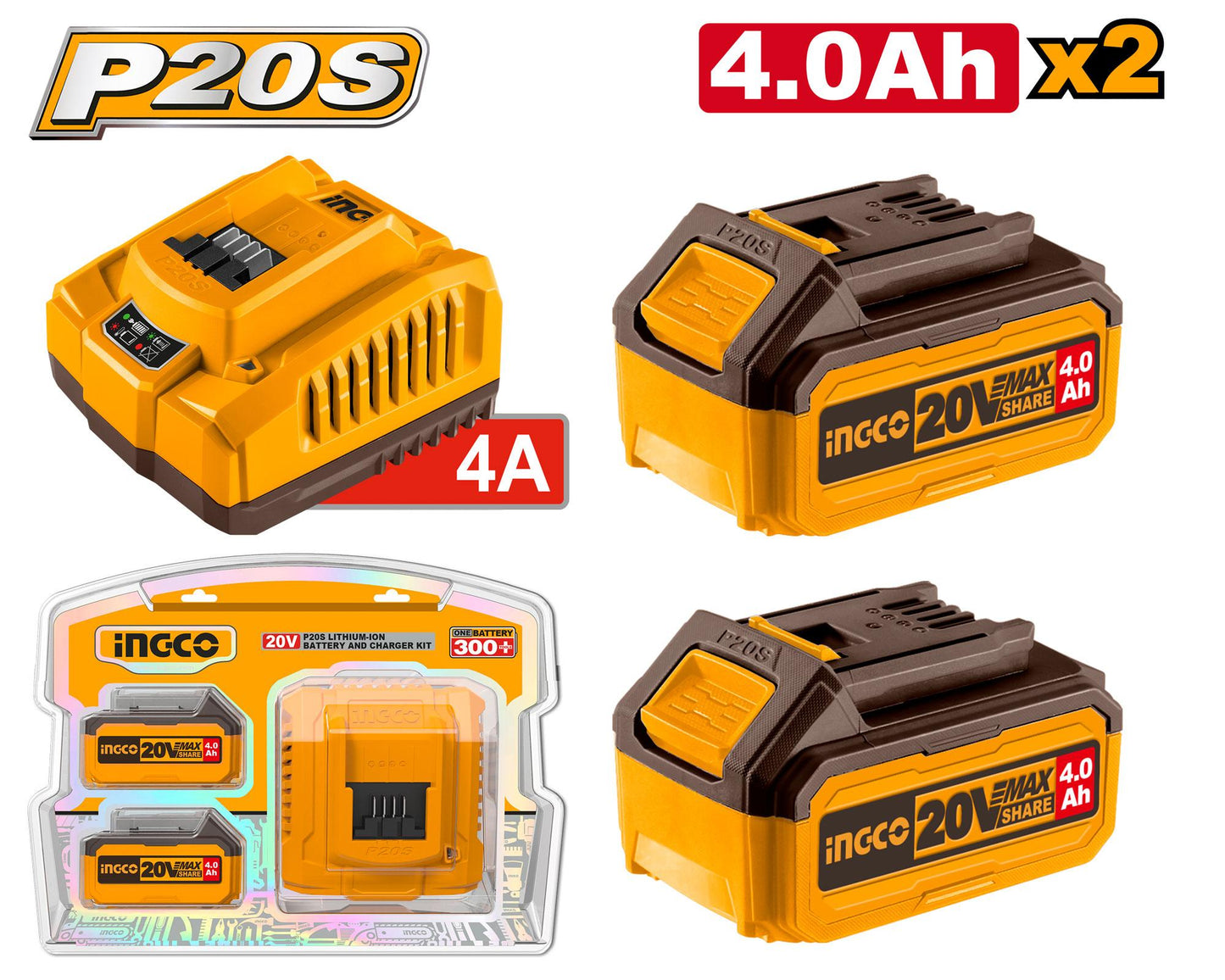 FBCPK1424 - PACK 2 BATTERIE + CHARGEUR 4Ah INGCO Maroc