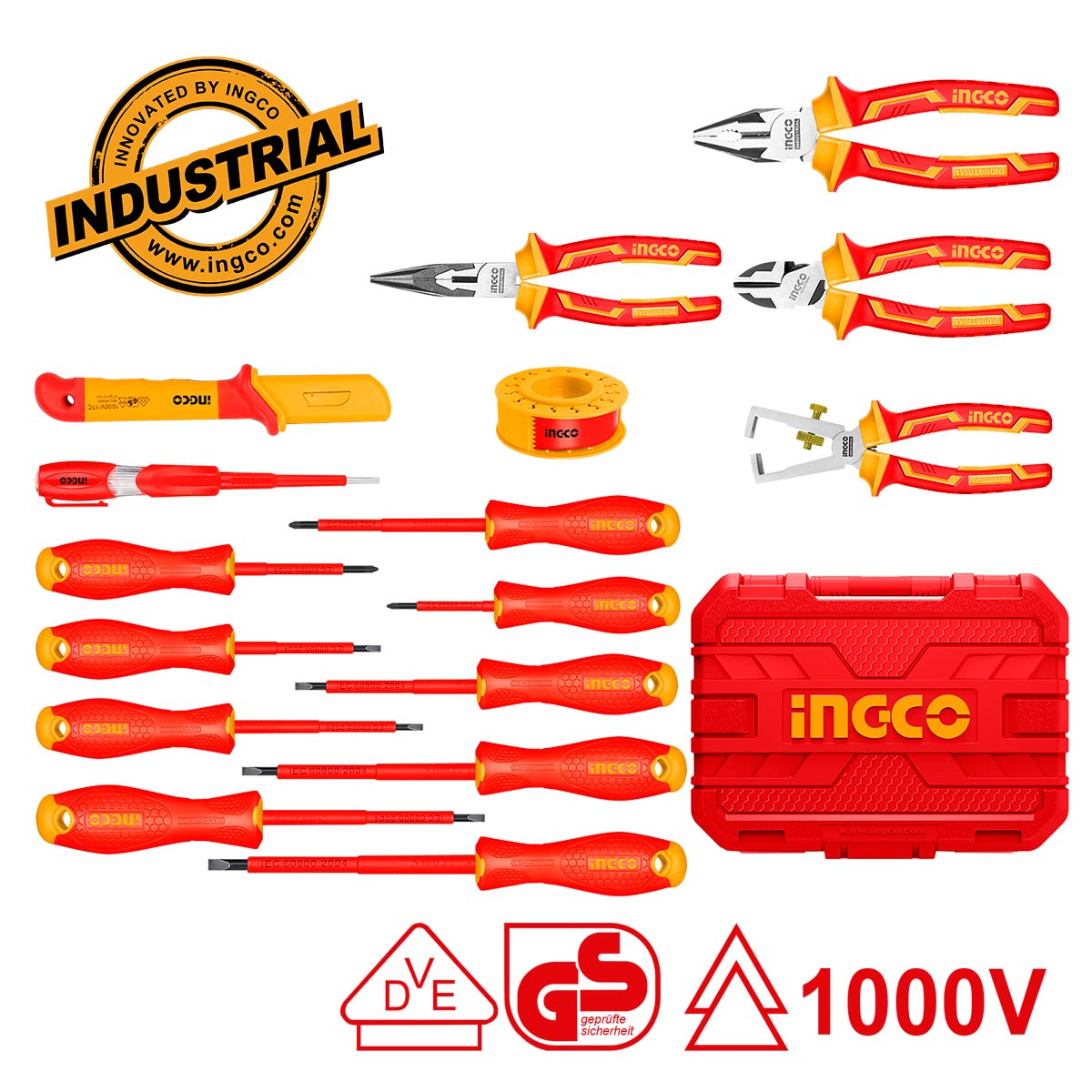 HKITH1601 - MALETTE 16PCS OUTILLAGE A MAIN ISOLE INGCO Maroc