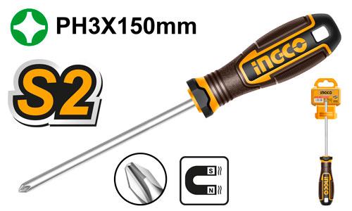 HSDPH3150 - TOURNEVIS PHILLIPS PH3 D:8.0MM LR:150 INGCO Maroc