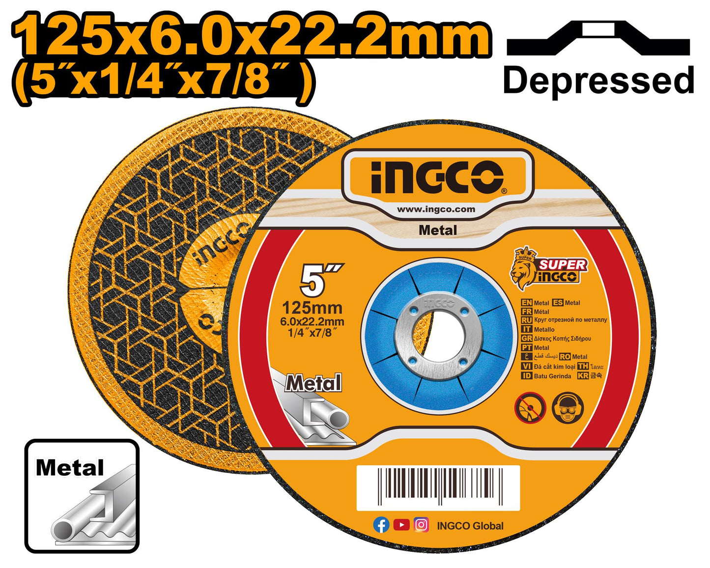 MGD601251 - DISQUE A MEULER 125MM INGCO Maroc