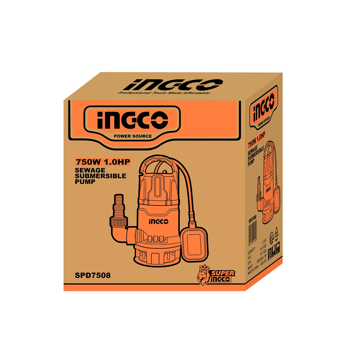 SPD7508 - POMPE SUBMERSIBLE 750W 1HP INGCO Maroc