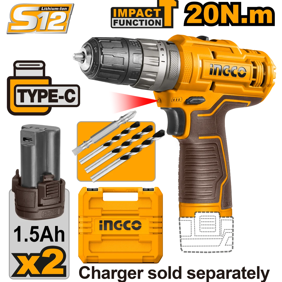 perceuse visseuse 12 v 1.5ah ingco INGCO | CIDLI12202