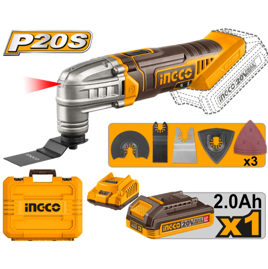 Outil Multifonction sans fil 20V avec 1Batt et 1 Chargeur INGCO | CMLI20228