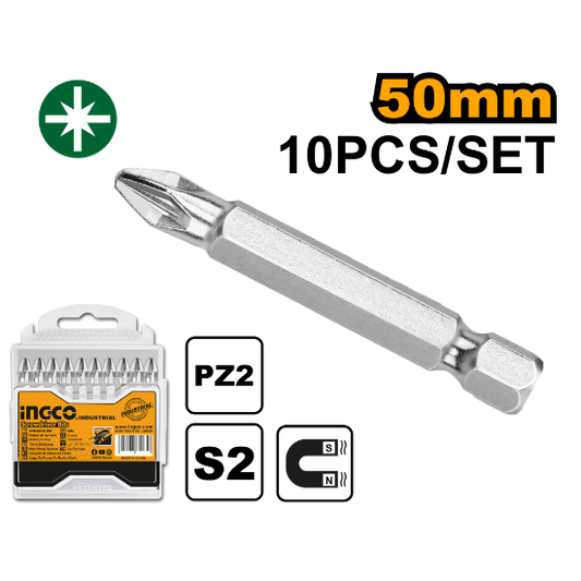 INGCO SET DE 10 EMBOUTS PZ2 50MM AU MAROC