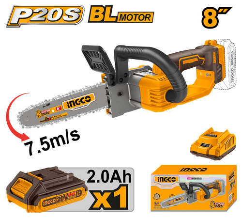 Tronçonneuse à chaîne 20V 1BATTERIE 8" 200mm INGCO | CGSLI20851