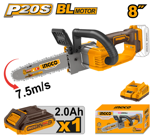 Tronçonneuse à chaîne 20V 1BATTERIE 8" 200mm INGCO | CGSLI20851