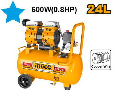 INGCO COMPRESSEUR D'AIR SILENCIEUX 24L 600W 0,8HP - AU MAROC [ACS175241]