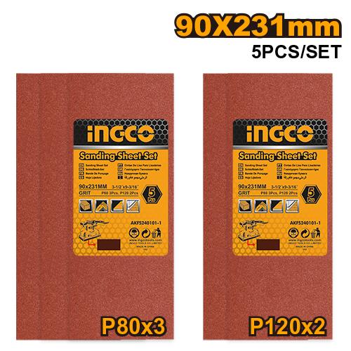 AKFS240101-1 - JEU FEUILLES ABRASIVES PONCAGE 5PCS 90*231MM FS320 INGCO Maroc