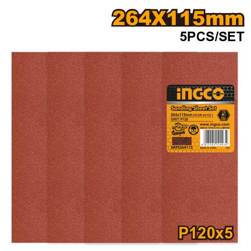 AKFS264115 - JEU FEUILLES ABRASIVES PONCAGE5PCS 264*115MMFS3502 INGCO Maroc