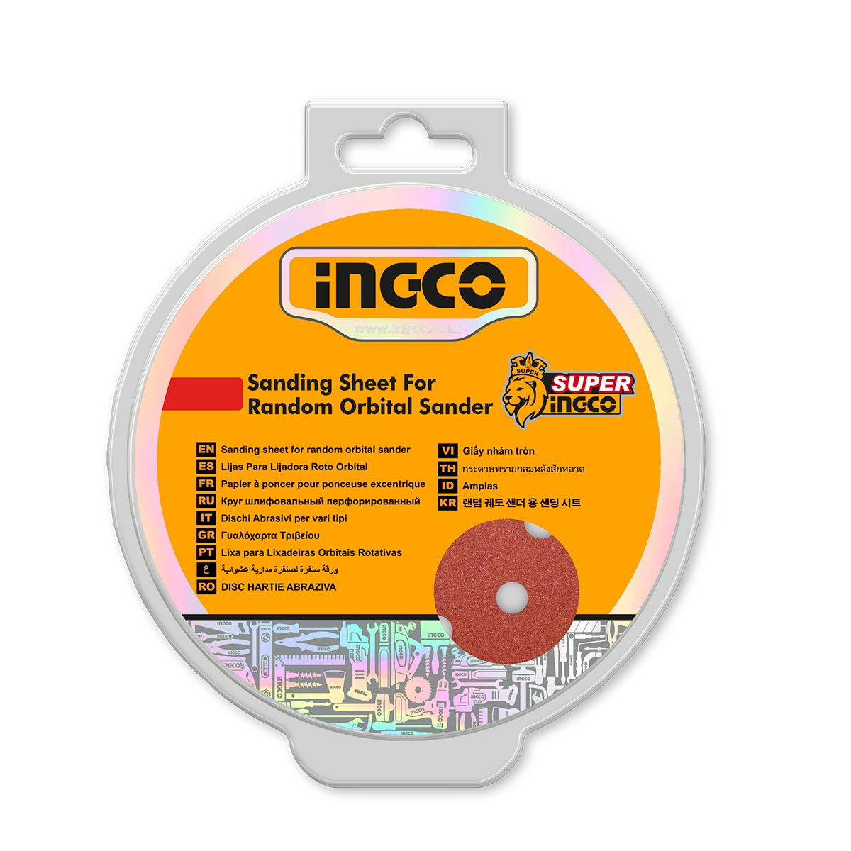 AKRS1500511 - JEU DES FEUILLES ABRASIVES PONCEUSE ORBITALE 50PCS 150MM INGCO Maroc