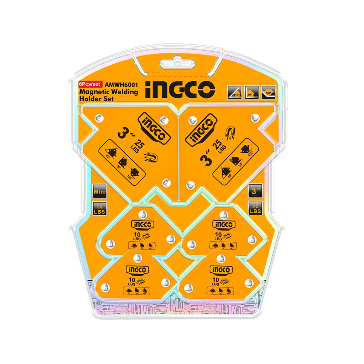 AMWH6001 - JEU SUPPORTS DE SOUDAGE MAGNETIQUES 6 PIECES INGCO Maroc