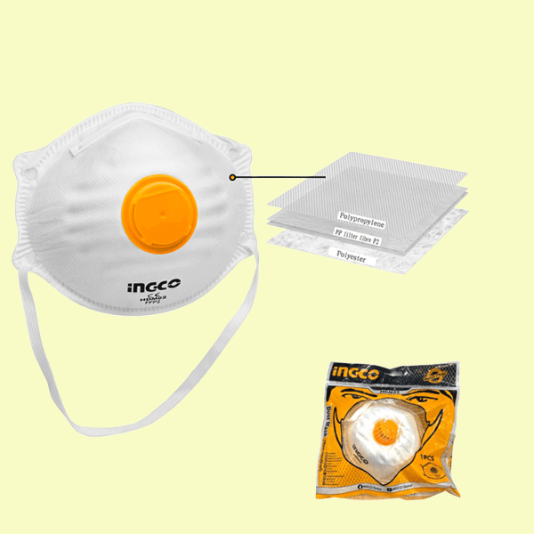 INGCO Masques anti-poussière FFP2 boîte 12 pièces HDM02 — protection chantier Maroc