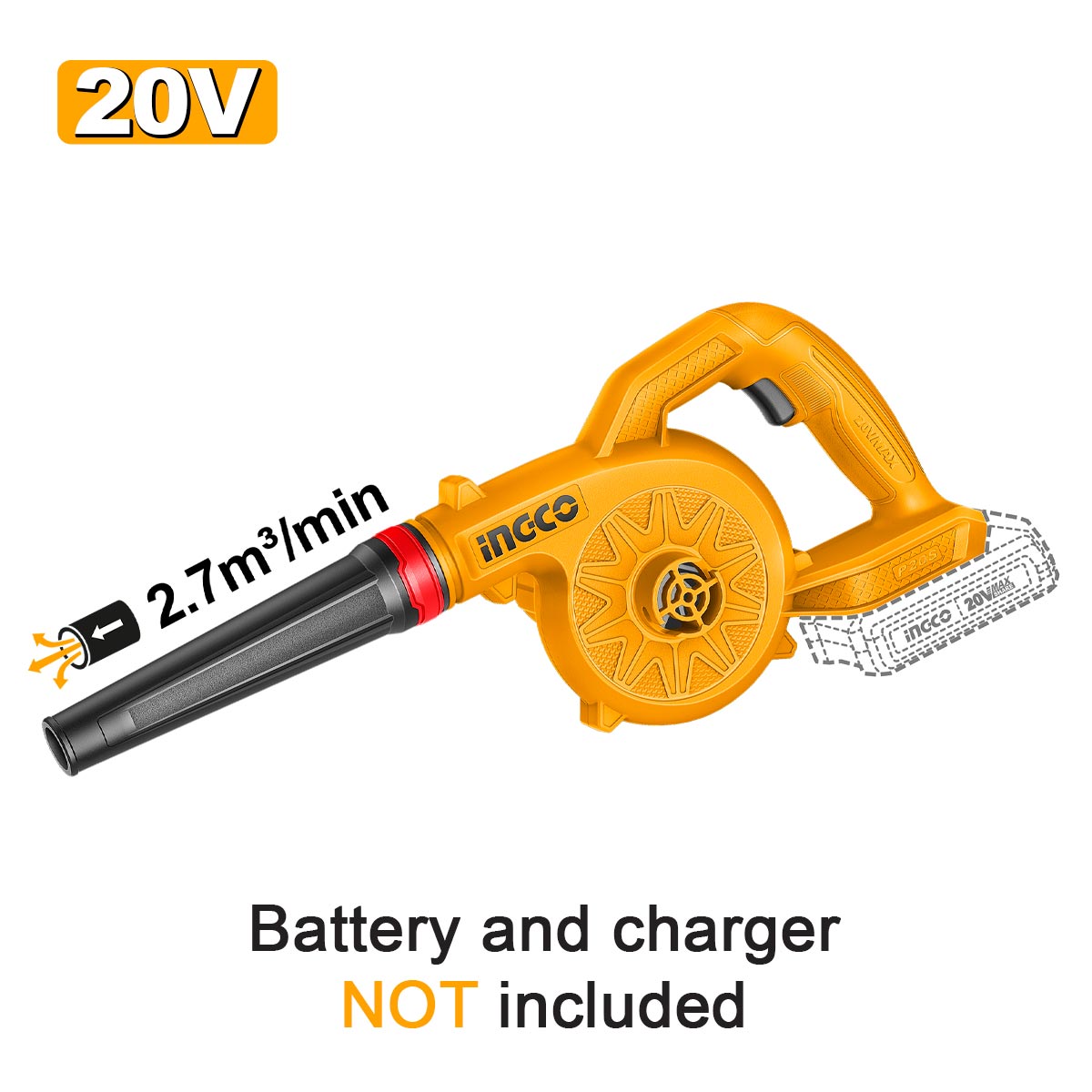 CABLI2078 - SOUFFLEUR 20V (SANS BATTERIE/CHARGEUR) SI INGCO Maroc