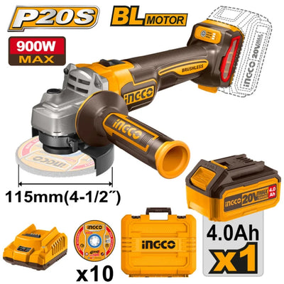 INGCO MALETTE MEULEUSE 115MM 20V+1BATT 4AH+10DISQUES AU MAROC [CAGLI211541]