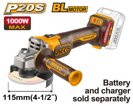 CAGLI27153 - MEULEUSE 115MM 20V SANS BATTERIE 1000W INGCO Maroc