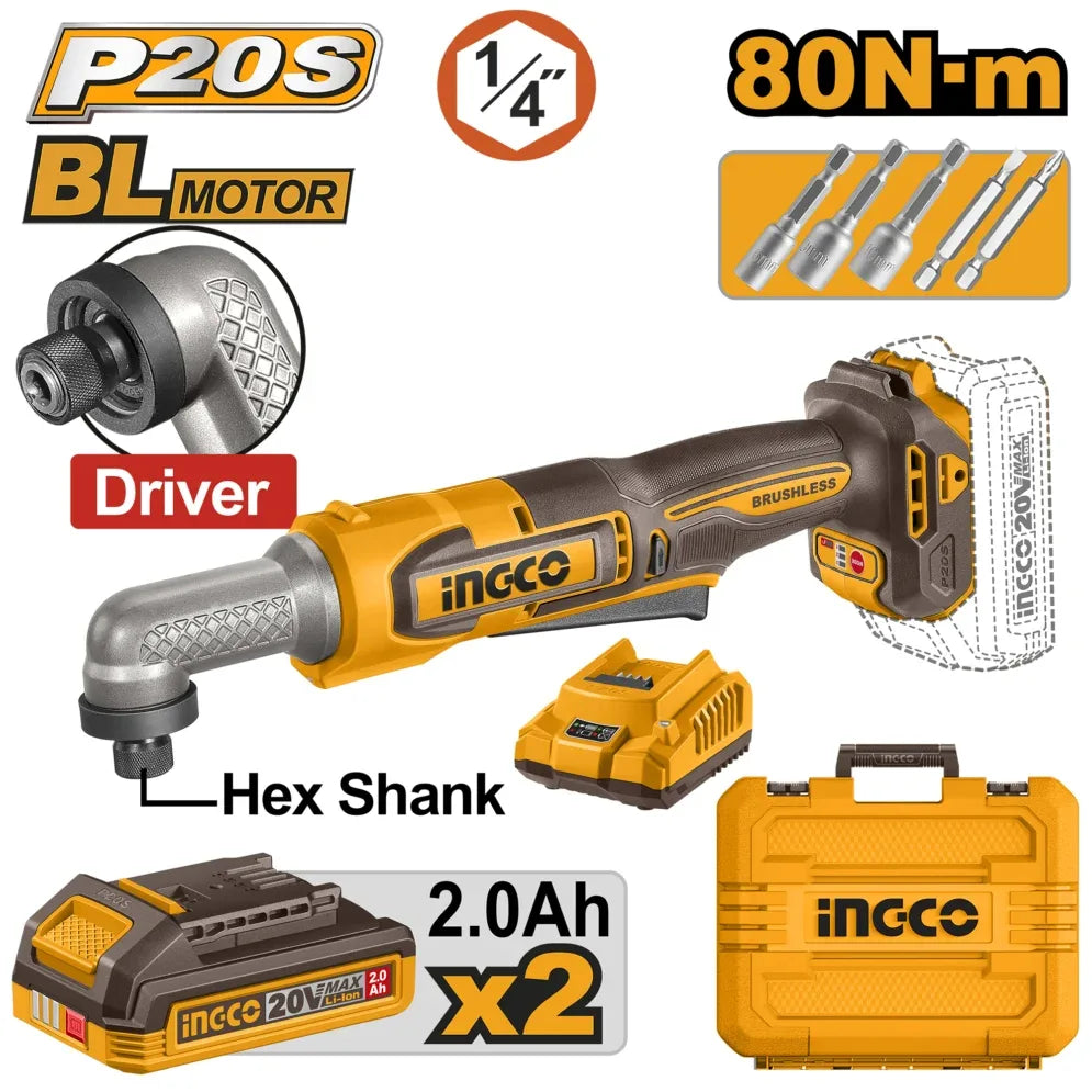 Visseuse à Percussion 20V 80N.m 2 Bat + 1 Ch INGCO | CAIRLI208