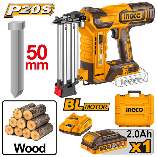 CBNLI5008 - CLOUEUSE 20V +1 BATTERIE & CHARGEUR INGCO 50MM INGCO Maroc