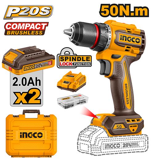 INGCO VISSEUSE BRUSHLESS 20V 2bat 50NM AU MAROC [CDLI205062]