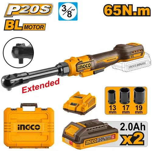 Clé à cliquet extensible 65N.m +2Batt/Chargeur INGCO | CDRLI2065292