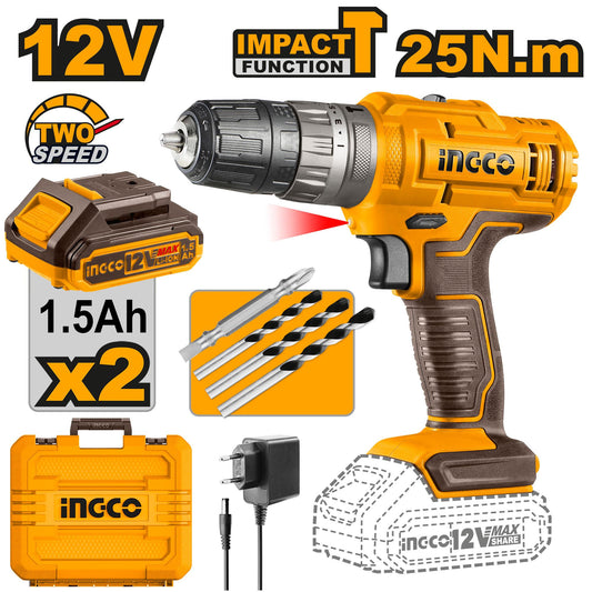 CIDLI1228 - PERCEUSE VISSEUSE 12V 2 BATTERIES PLATES INGCO Maroc