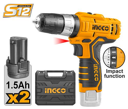 CIDLI1232 - MALETTE PERCEUSE VISSEUSE LI-ION 12V 1,5A 2BATT INGCO Maroc