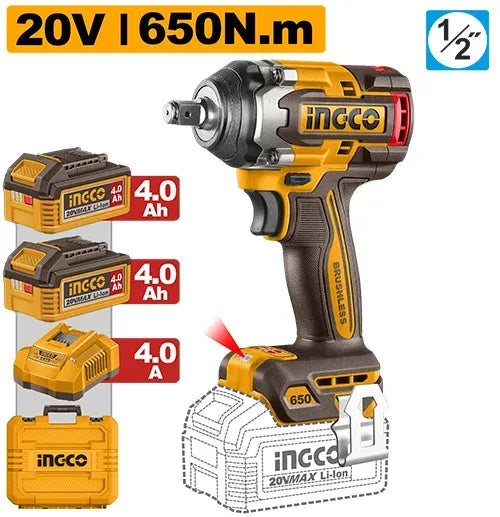 Boulonneuse 650N.m avec 2 Batt + Chargeur INGCO | CIWLI2065