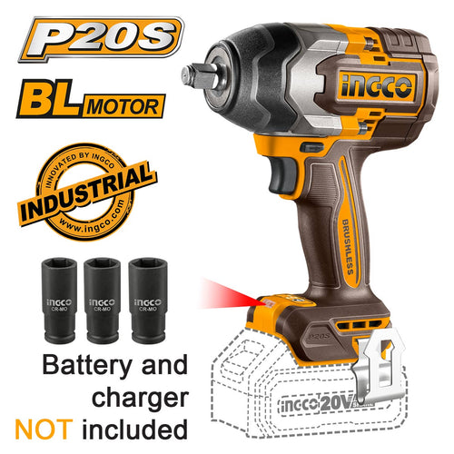 Boulonneuse brushless 1/2 20v 850n.m sans batteries sans chargeur ingco INGCO | CIWLI20851
