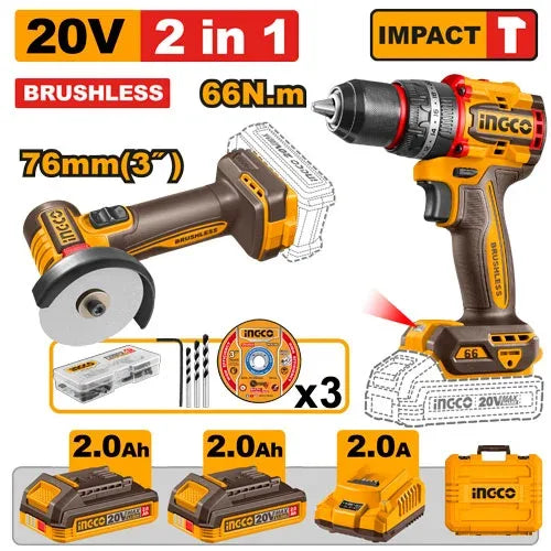 Kit combiné de 2 machines sans fil INGCO | CKLI20255