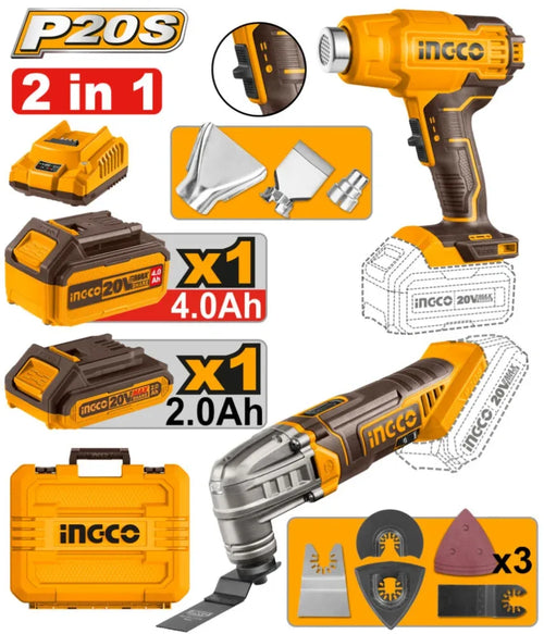COSLI230703 - PACK OUTIL MULTIFONCTIONS/DÉCAPEUR THERMIQUE20V/2BATTERIES INGCO Maroc