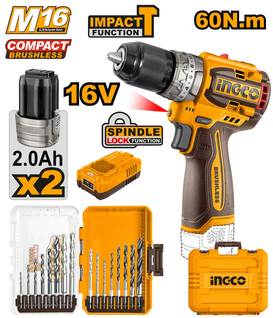 COSLI241199 - VISSEUSE A BATTERIE 16V AVEC 2 BATTERIES 2Ah INGCO Maroc