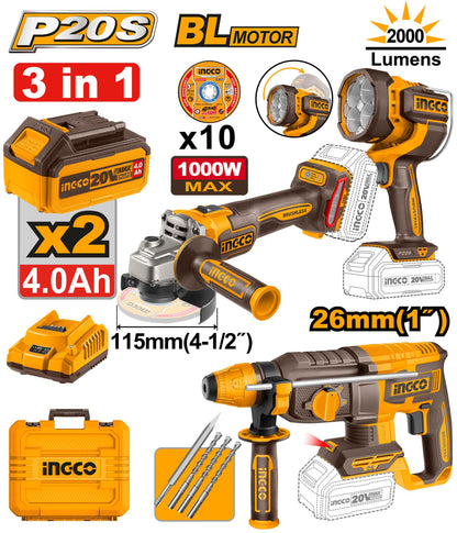 COSLI250183 - KIT COMBINÉ SANS FIL 3 PIÈCES INGCO Maroc