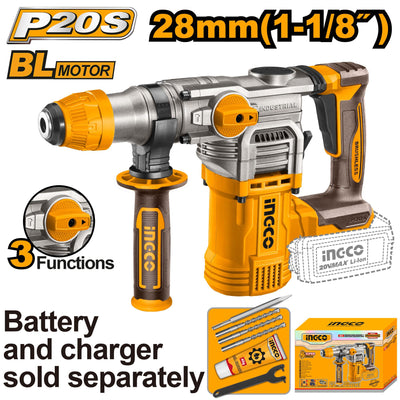 INGCO MARTEAU PERFORATEUR SDS PLUS 20V 28MM+6ACCESS AU MAROC [CRHLI20288]