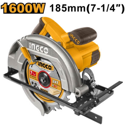 INGCO Scie circulaire CS18568 185mm 1600W — découpe bois et charpente au Maroc
