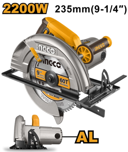 INGCO Scie circulaire CS2358 235mm 2200W — découpe bois massif et charpente Maroc