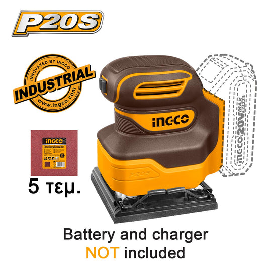 CSHSLI2014 - PONCEUSE VIBRANTE 20V SANS BATTERIE 110MM PLATEAU CARRÉ INGCO Maroc