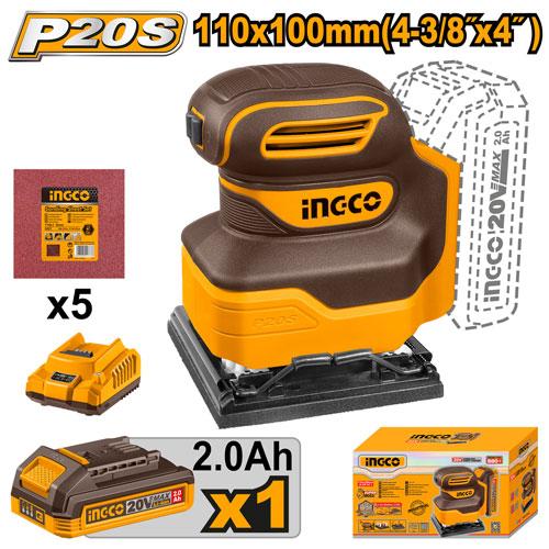 Ponceuse vibrante20V 1Batterie 110mm plateau carré INGCO | CSHSLI20141