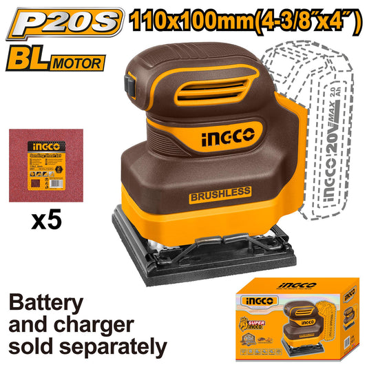 CSHSLI2024 - PONCEUSE À FEUILLES SANS FIL 110X100MM SANS BATTERIE SANS CHARGEUR INGCO Maroc