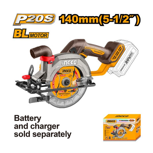 INGCO Scie circulaire brushless CSLI1402 20V 140mm — découpe bois sans fil Maroc