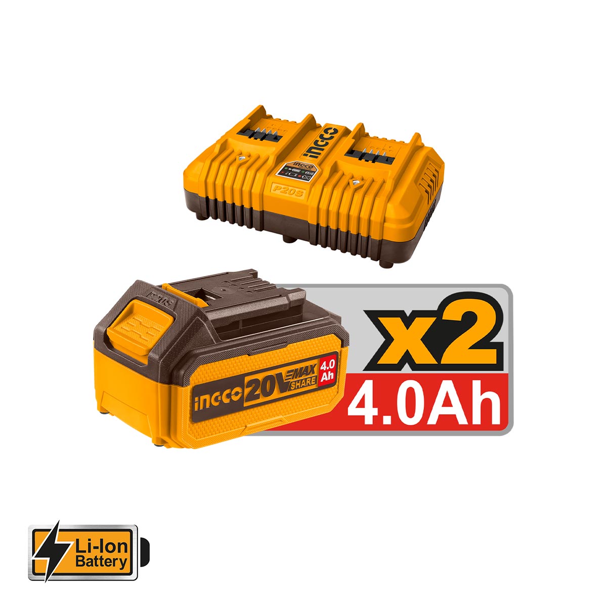 débroussailleuse multifonctions 40v 2xbatterie 4.0ah+chargeur ingco INGCO | CSTLI2040386