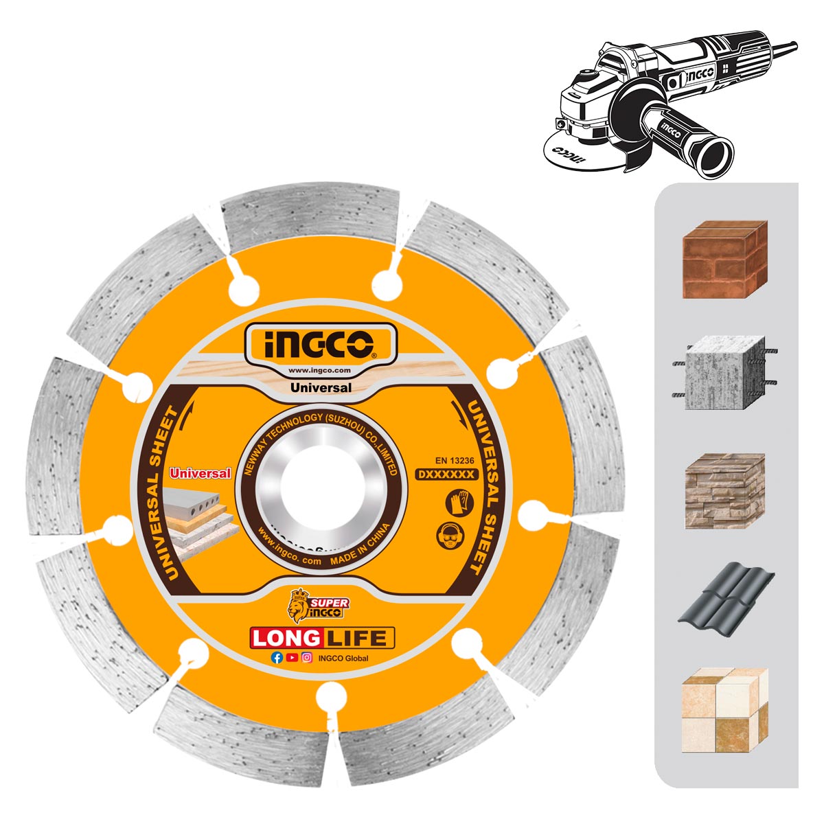 DMD011252 - DISQUE DIAMANT 125MM A EAU ET SEC INGCO Maroc